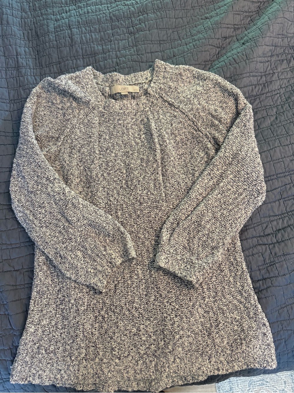 LOFT Gray Bouclé Crew Neck Sweater